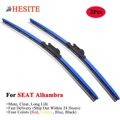 HESITE Colorful Hybrid Windshiel Wiper Blades For SEAT Alhambra Vehicle 1997 1999 2001 2004 2007 2014 Red Blue Yellow Win Wipers