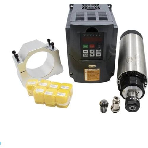 Cnc motor spindle Kit: Air Cooling Spindle 1.5KW ER11+ 1.5KW Inverter VFD+ ER11/ER16 + 80mm spindle Clamp