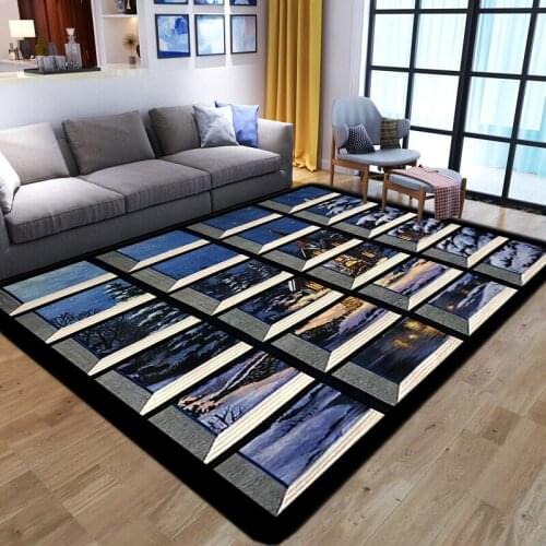 Village snow scene carpet home decoration 3D Geometric printed area rugs for living room bedroom bedside floor mat kids room rug