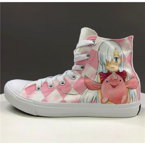 Wen Anime Hand Painted Shoes Man Womans Sneakers The Seven Deadly Sins High Top Canvas Shoes Christmas Gifts