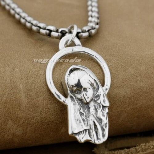 LINSION 925 Sterling Silver Virgin Mary Madonna Fashion Charms Pendant 9H016