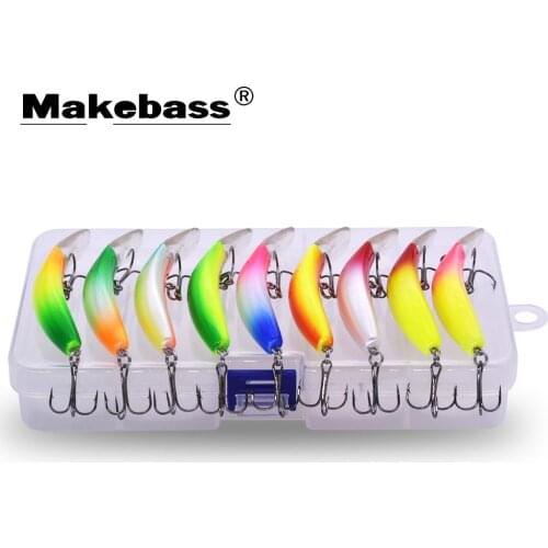 MAKEBASS rainbow Crank bait 9pcs FishingLures Fishing Wobbler Lifelike Luya Artificial Hard bait Fishing offshore angling lure