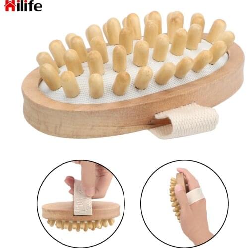 Cellulite Reduction Natural Wood Body Brush Relieve Tense Muscles Head Scalp Massage Tool SPA Shower Brush Wooden Body Massager