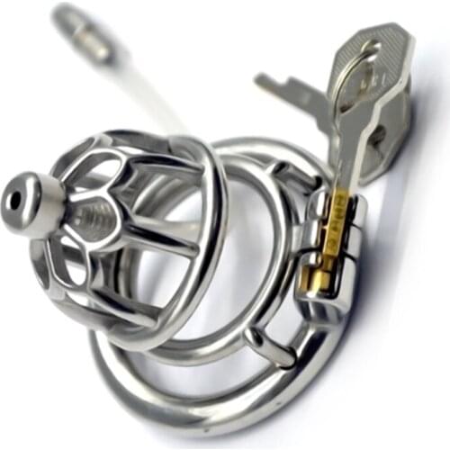 Penis training Metal Male Chastity Cage Chastity Device with Catheters & Sounds Cock Cage Penis Ring Sex Products for Men