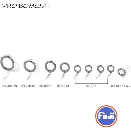 PROBOMESH FUJI Guide and Top 9pcs Set CCLNOG CCLOG Guide CCFOT Casting Guide Set Rod Building component Repair fishing pole DIY