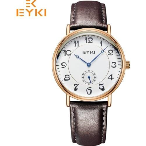 EYKI Retro Wrist watches Top Mens Women Watch Waterproof Leather Strap Quartz Movement Relogio Feminino masculino Montres Homme