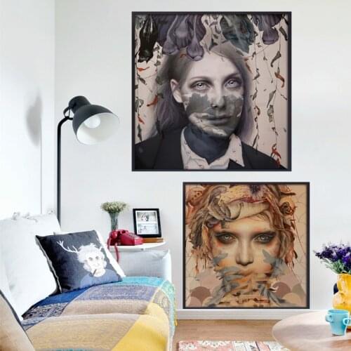 Wall Art Canvas Painting Black Fashion Women Pretty Girl Posters and Prints Home Decoration Living Room Bedroom Frameless Mural