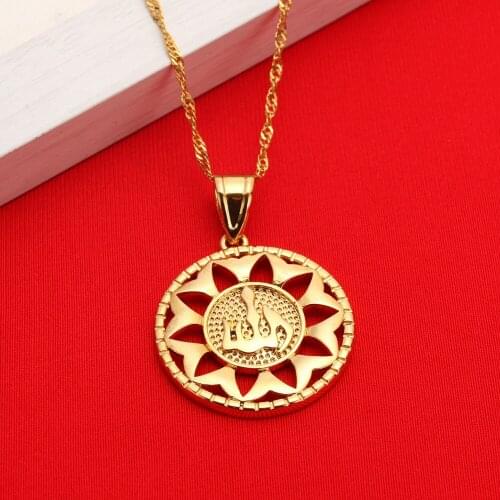 New Items Islamic Pendant Necklace Chain Jewelry Women Mohammed Gold Allah Charm Arabic Middle East Pendant