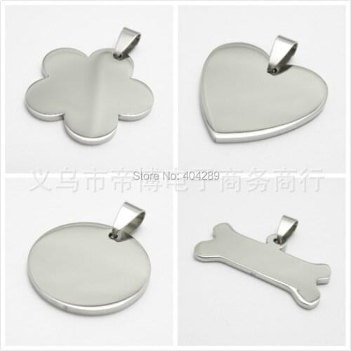 Wholesale 12pcs High Polished Heart Shape Army Dog Tags Stainless Steel Pet Tags Pendant Jewelry