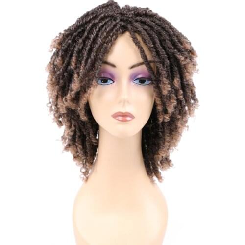 Medium Part Synthetic Dreadlocks Hair Wig for African Women Black Brown Bug Ombre Crochet Soul Locs Braids Wigs