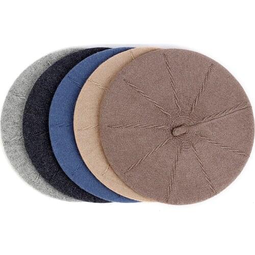 Geebro Casual Ladies Pure Cotton Beret Flat Top Solid Color Female British Style Berets Girls Fashion New Winter Hat