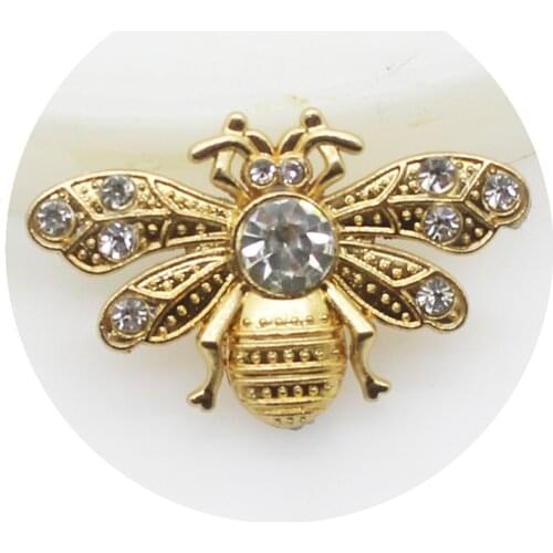 LKERAN 5pcs/lot 21*33mm Gold Beetle Diamond Diy Decoration Buttons Rhinestone Insects Clothing Tie Brooch Aceessories