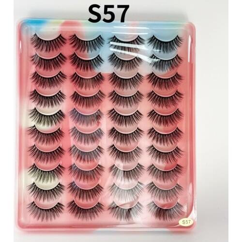 3D synthetic false eyelashes natural makeup eyelash extension cross color tray curling soft brand new 20 pairsash