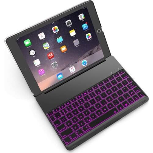 Luxury Slim Tablet Case for iPad Air 2 7 Colors Backlit Light Aluminum Bluetooth Keyboard Case Cover Smart Bag for iPad 6 Capas