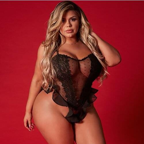 Deep V-neck Teddies Sexy Lingerie Flower Lace Sexy Women Underwear Lenceria Sensual Mujer Body Porno See Through Erotic Costumes