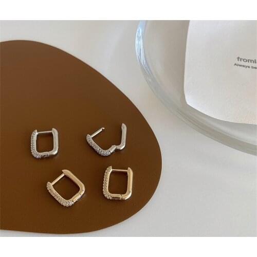 Gold Color Geometric Rhinestone Hoop Earrings Chunky Huggie Earrings for Women Fashion Jewelry Hoops Brincos 2020