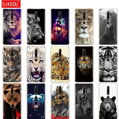 Silicone case for nokia 6 2018 6.1 3.1 2.1 5.1 case soft tpu phone back cover wolf tiger lion Leopard bear