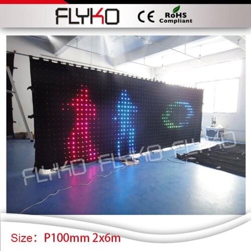 Video display indoor P10 led curtain flexible soft led video wedding curtain 2m high by 6m width dj backdrop