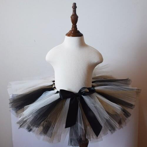 Girls Black/White/Brown Fluff Tutu Skirt Baby Birthday Party Tulle Skirt Kid Halloween Costume Toddler Infant Photograph props