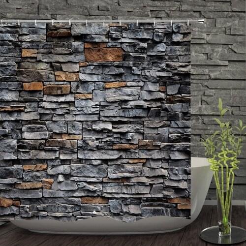 Old Brick Wall Shower Curtains Bathroom Curtain for Home Decoration Waterproof Polyester Fabric Bath Screen Curtain With 12 Hook