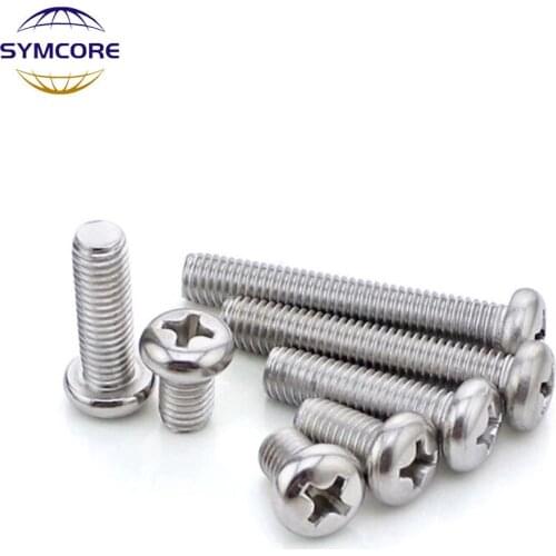 Parts M3 M4 M5 M6 M10 stainless steel round head cross machine wire GB818 pan head screw 201 stainless steel yuan machine screw
