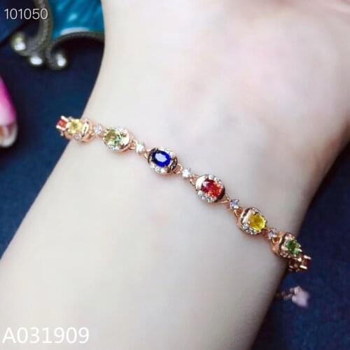 KJJEAXCMY boutique jewelry 925 sterling silver inlaid Natural Colored sapphire female Bracelet support detection popular