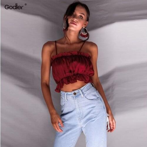 Godier Sexy Fashion Fold Tops Fold Flash Corset Sexy Tank Top Women Summer Fold Tops Outwear Street Cool Clothes