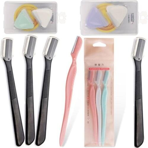 1/2/3PCS Colorful Eyebrow Trimmer Face Hair Razors Women Eyebrow Shaver Hair Removal Makeup Tool Folding Brow Shaver Makeup Tool