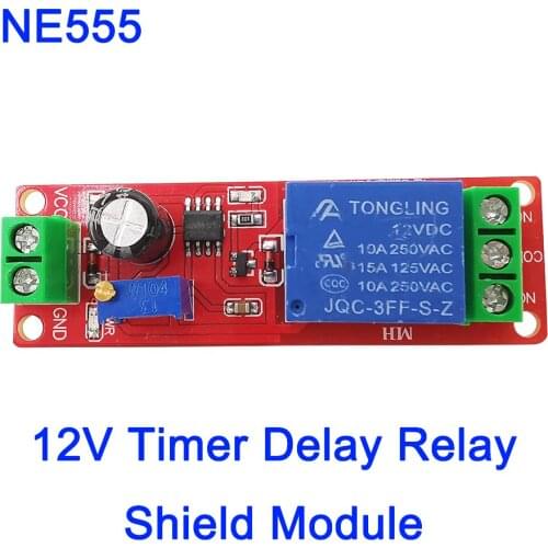 1Pcs NE555 Timer Delay Relay Shield Module DC 12V NE555 Timer Switch Adjustable Controller Module Shield 0~10S Car Oscillator