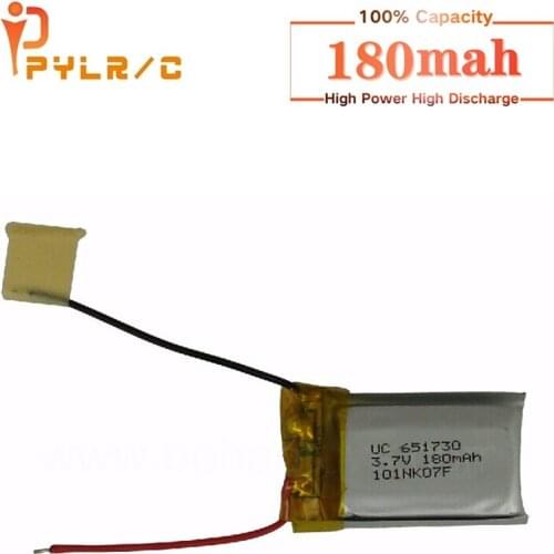 10pcs/lot 3.7V 180mAH Wholesale Helicopter Accessories 3.7v Lipo battery 651730 For Wltoy v319/v398v/388/s977/s009/syma 107G 108