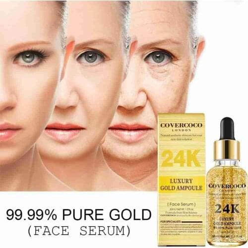 24K Gold Serum Essence Face Care Skincare Moisturizing Skin Liquid Remover Wrinkle Tonic Gold Whitening Foil Anti Ag V9I8