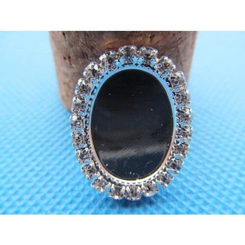 50pcs White Rhinestone Flatback Oval Copper Pendant Charm Finding,Base Setting Tray Bezel,fit 13mmx18mm Cabochon Picture Cameo