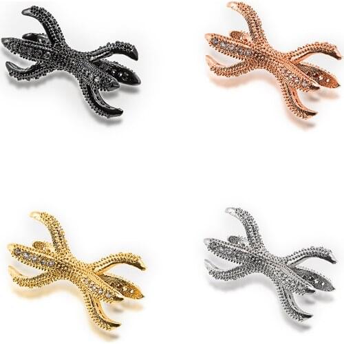 8×22.1mm Boutique Personality Micro Pave Silver Octopus Antenna Connector DIY Bracelet Earrings Necklace Accessories Wholesale