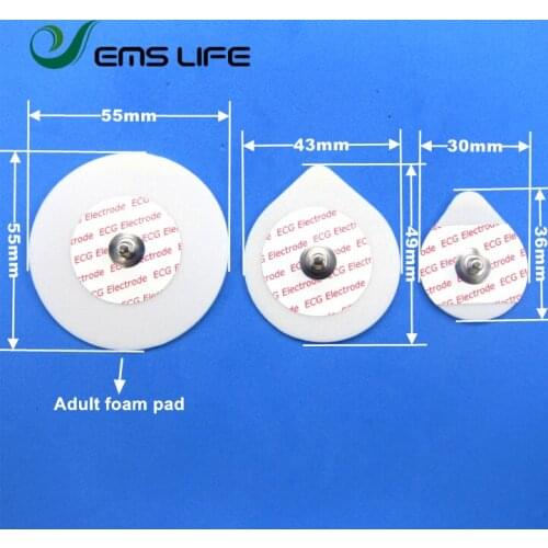 Adult size 50mm foma basic button pad with Ag/Agcl conductive gel for ecg cable connecting 50pcs packing