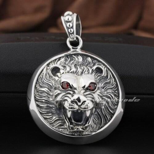 Huge 925 Sterling Silver Lion Knight King Pendant Mens Biker Punk Pendant 8Q003