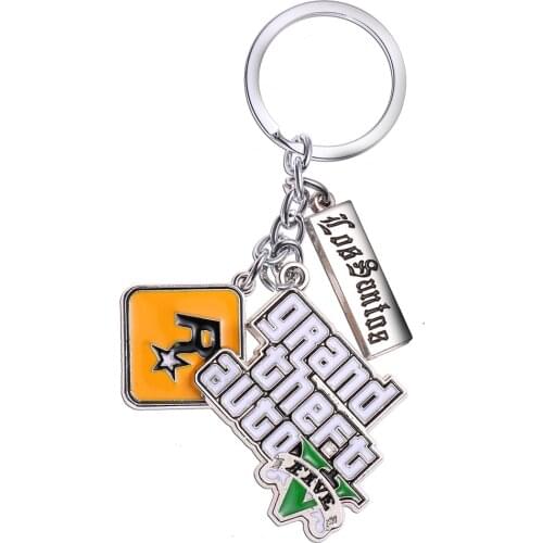 MS JEWELS Movie and Game GTA5 Game Grand Theft Auto V Keychain Metal Key Rings For Gift Chaveiro Key chain