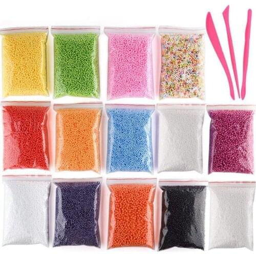 Micro-Polystyrene Styrofoam Beads Small Foam Balls Slime Beads Set with 3 Slime Tools Fit for Slime Making Art DIY Craft, (Con