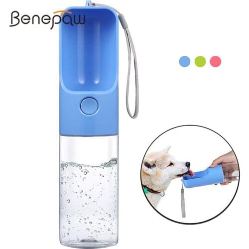 Benepaw Eco-friendly Pet Water Bottle 450ml Leak-proof One Button To Open Portable Dog Drinking Bottle For Walking Traveling