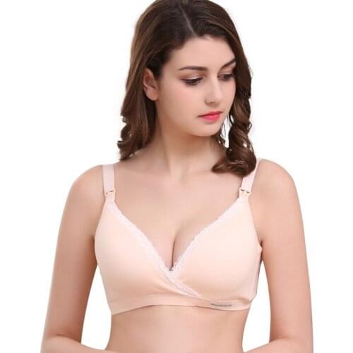 Cross-breasted bra without steel ring double open buckle pregnant women nursing underwear gathered anti-sag breastfeeding bra