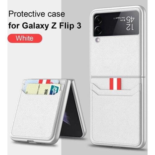 PU Leather ,With Card Slot Case For Samsung Galaxy Z Flip 3 Case For Galaxy Z Flip3 5G Case Wallet Card Slot Case
