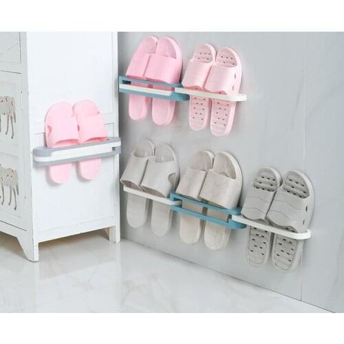 1PC 3 In 1 Shoe Holder Bathroom Wall Mounted Shoe Storage Rack Hanging Shelf Hanging Shoe Hook Shelf Rack Stand Shoebox QA 219