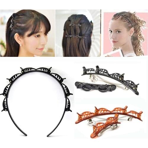 Double Bangs Hairstyle Hairpin Plastic Hair Accessories Double Layer Bangs Clip Braided Headband Hair Styling Tool for Women