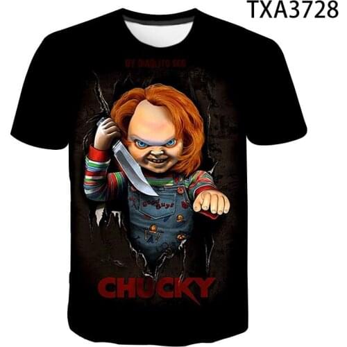 Summer New black T Shirt 3D Print Chucky tshirt Horror Joker Short sleeve cool Hipster T-shirt harajuku Funny shirt large sizes