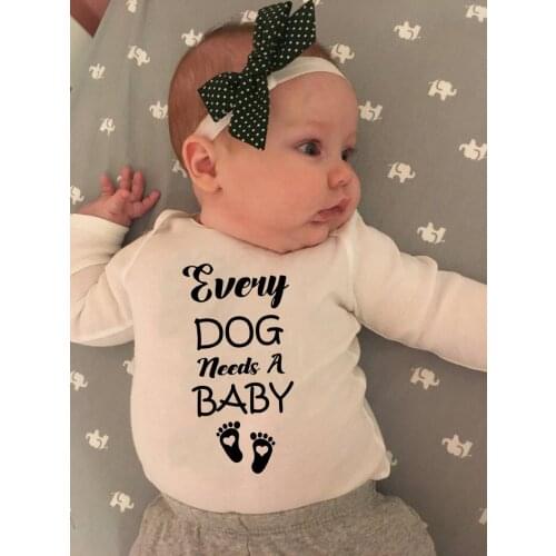 Every Dog Needs A Baby Newborn Infant Girls Boys FootprintRomper Funny Toddler Long Sleeve Casual Jumpsuit Outfit