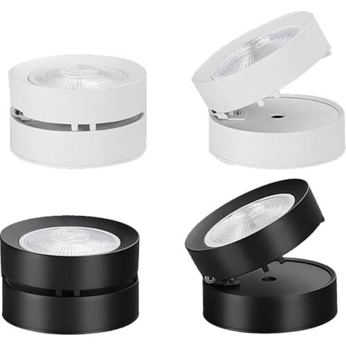Round shape 360 ​​Adjustable Angle Led Cob Downlight Black / White 7W 9W 12W 15 Led Ceiling Spot Light Pic Background Spotlights