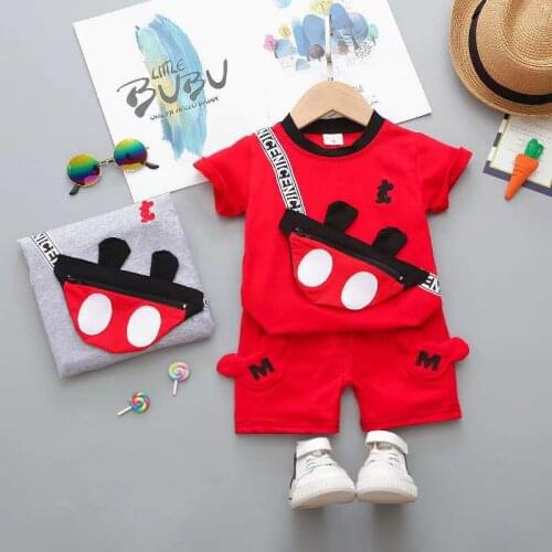 Summer Mickey Mouse Baby Boys Clothes Children Cartoon Boy Clothing Sets Short Sleeve T Shirt+Short Pants 2pcs Outfits Kids Suit