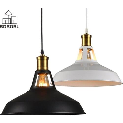 BDBQBL Retro Metal Pendant Lights 90-260V Pot Cover Bedroom Hanging Lamp E27 Loft IronHanglamp for Home Pendant Lighting