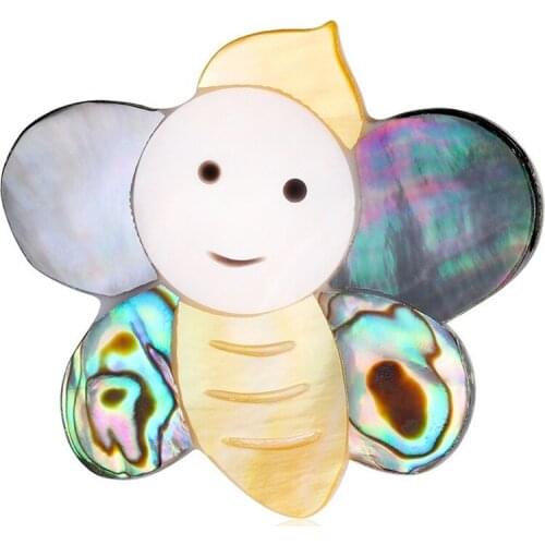 Fashion Shell Jewelry Cartoon Bee Brooch High-end Natural Shell Insect Brooch Brooch Jewelry Enamel Pin Charm Wholesale