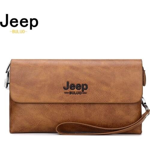 JEEP BULUO Brand PU Leather Clutch Bag In Three Colors New Style Mens Wallet Long Card Bag Mens Zipper Password Wallet