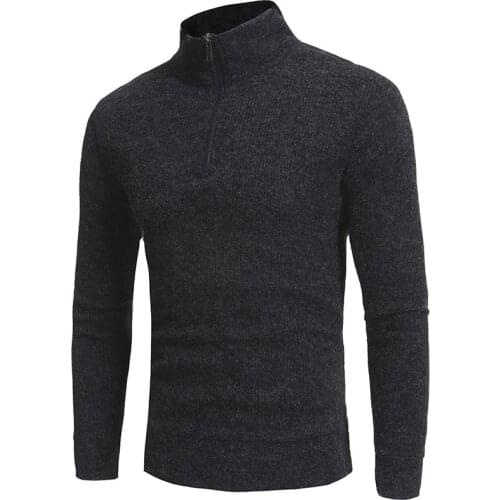 Men Fashion Slim Knit Sweater Winter Half Hight Zipper Thick Warm Mens Sweaters Pullovers Casual Long sleeve Sweaters for Men